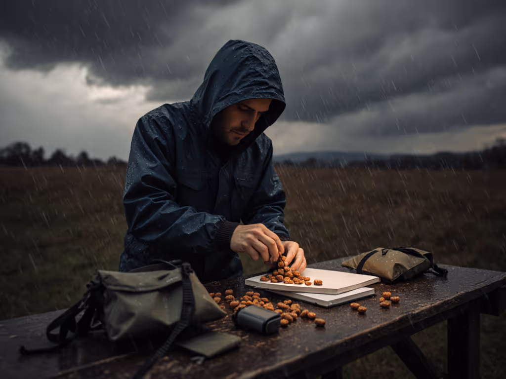professional_dog_trainer_testing_treat_pouch_in_rainy_conditions
